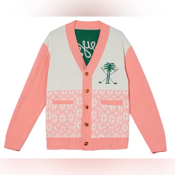 Bogey Boys Unisex NWOT Palm Springs Golf Cardigan Sweater Pink Size XXL